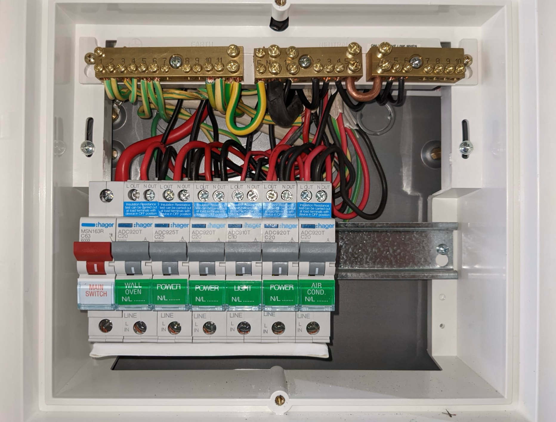 Electrical switchboard and safety switches installed in a Melbourne home by a licensed electrician